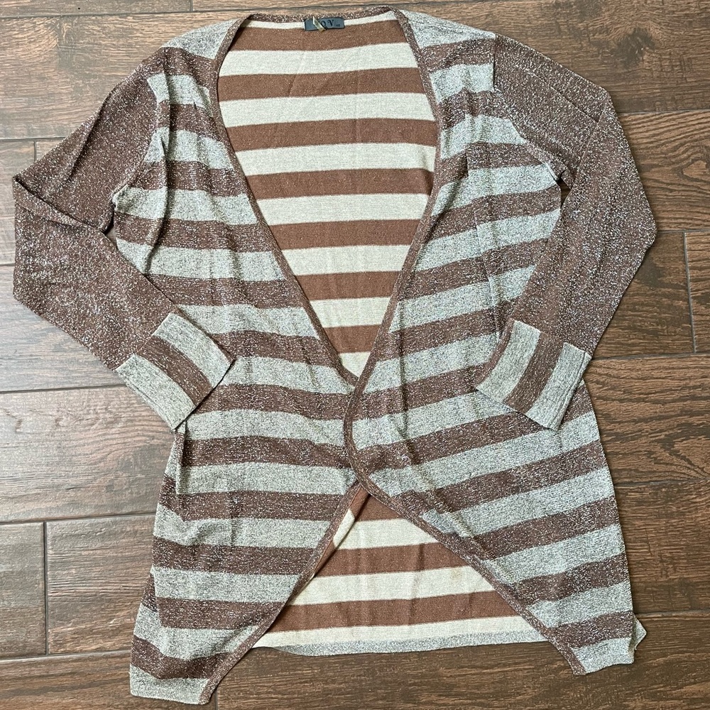 Sparkly striped open front cardigan